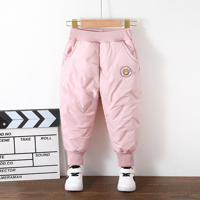 Children's fleece quilted pants for boys and girls, winter pants for babies