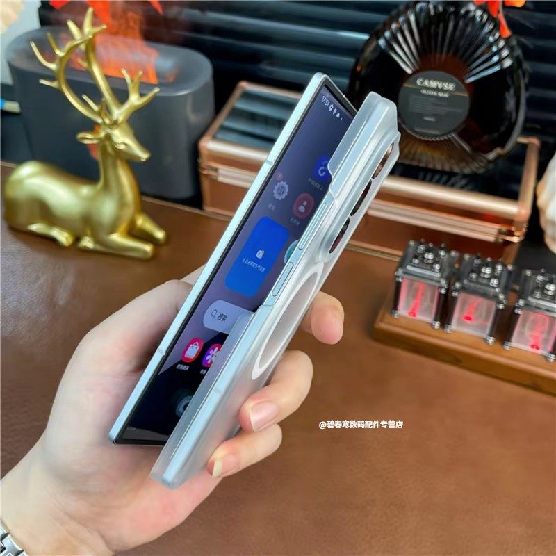 双中轴冰雾磁吸适用三星Galaxy Zfold7手机壳新款zfold6磨砂肤感fold5折叠屏全包W26/5/4/3透明超薄PC保护套-图2