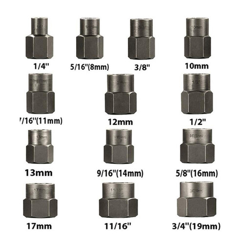 13件受损生锈轮胎螺母取出器3/8寸防滑套筒工具防盗螺丝取出汽修-图0
