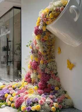 仿真花艺巨型瀑布网红打卡摆件