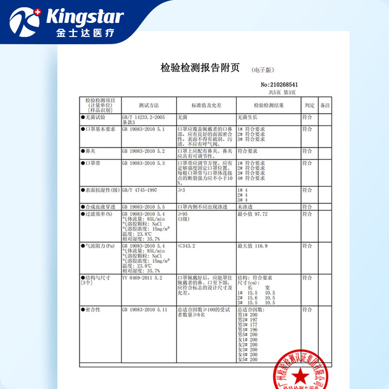 金士达n95级医用防护口罩一次性医疗正品3d立体口罩透气灭菌独立