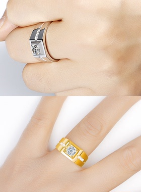 证书纯银白金仿真霸气风男士戒指