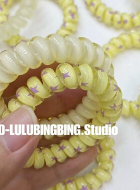 LULU家星星眨眼系列奶黄色可爱电话线发圈高颜值韩系风