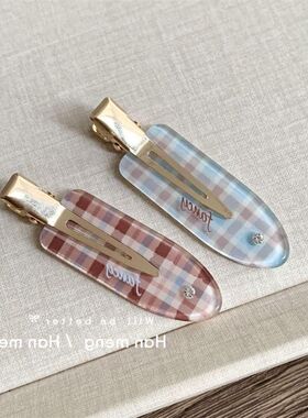 法式复古简约格纹醋酸系列发夹套装刘海侧边夹碎发夹头饰女新款