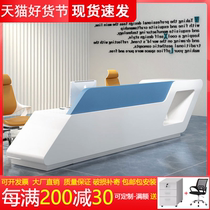 Office Front Desk Desk Custom Fashion Roast Lacquer Front Office Hotel Service Profiled Reception Desk Irregular Cashier Desk Bar