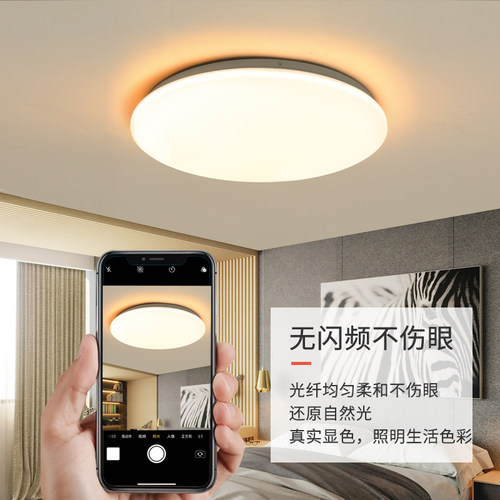 LED吸顶灯客厅灯圆形卧室灯简约现代餐厅灯阳台面包全白节能灯具 - 图1