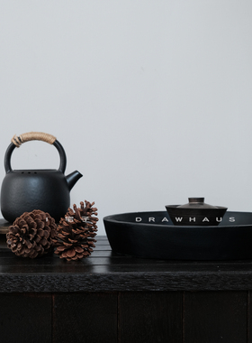 侘寂风黑色托盘摆件【泊影】茶具收纳盘家居艺术蜡烛样板间装饰品