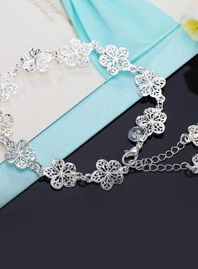 Hot sale silver color bracelet beautiful flowers for women c