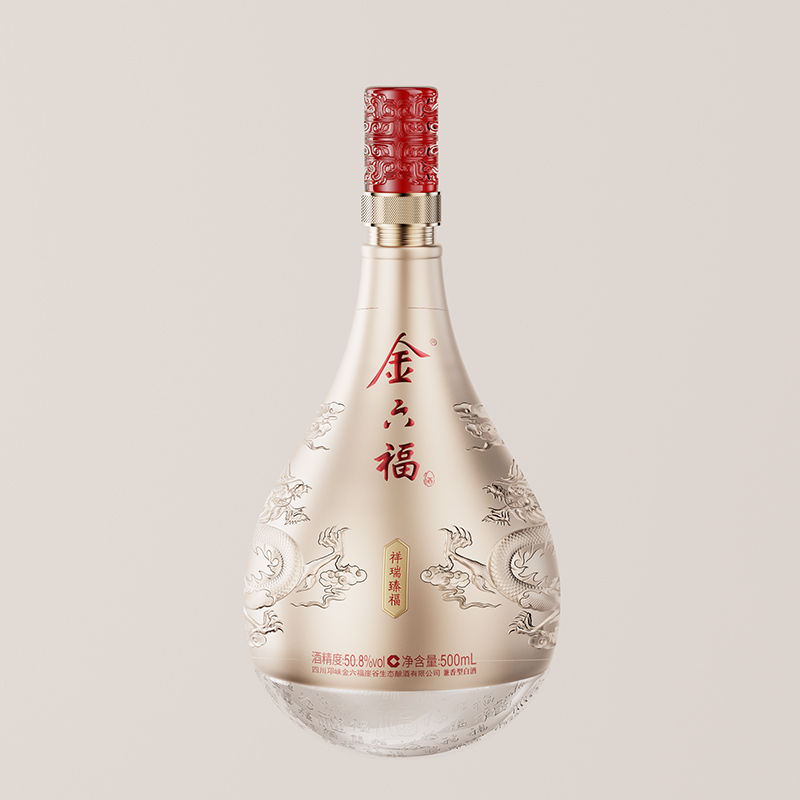 金六福 祥瑞臻福 50.8度兼香型 500ml*2瓶 纯粮固态法 白酒礼盒装 - 图1