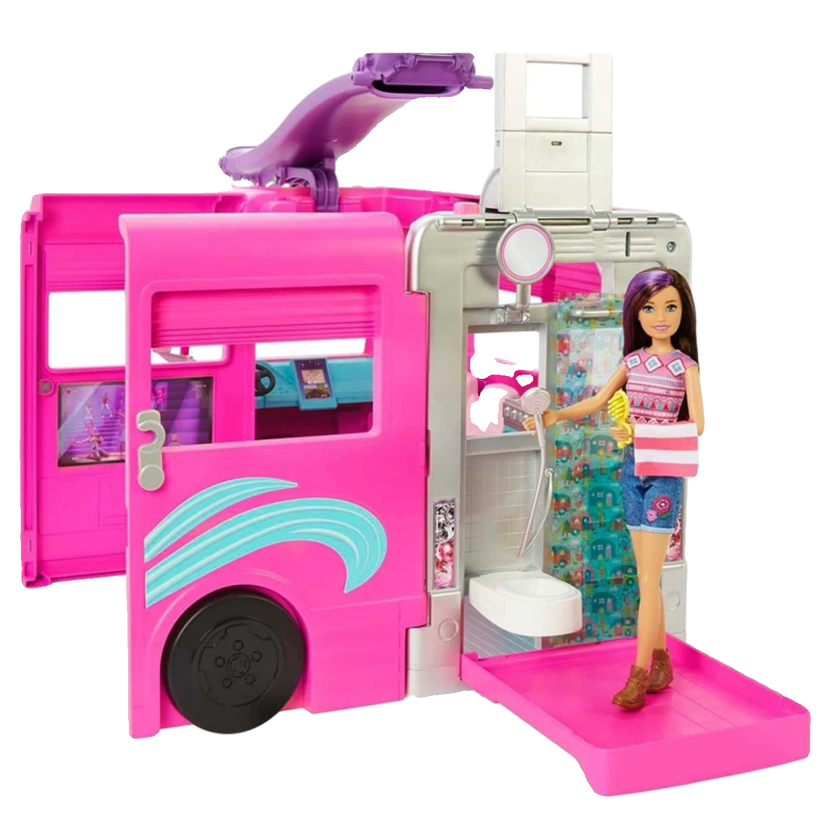 正品Barbie芭比娃娃梦想房车豪华多功能露营车过家家玩具DHC46,淘宝优惠券,粉丝福利购,淘宝优惠卷