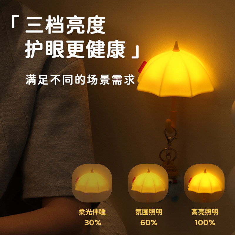 圣诞节雨伞磁吸硅胶小夜灯房间卧室床头氛围睡眠灯儿童女生日礼盒,淘宝优惠券,粉丝福利购,淘宝优惠卷