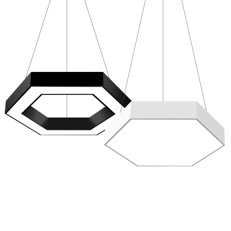 简约吊灯六边形台球室氛围灯超市商场三角形人字形拼接造型办公灯 - 图3