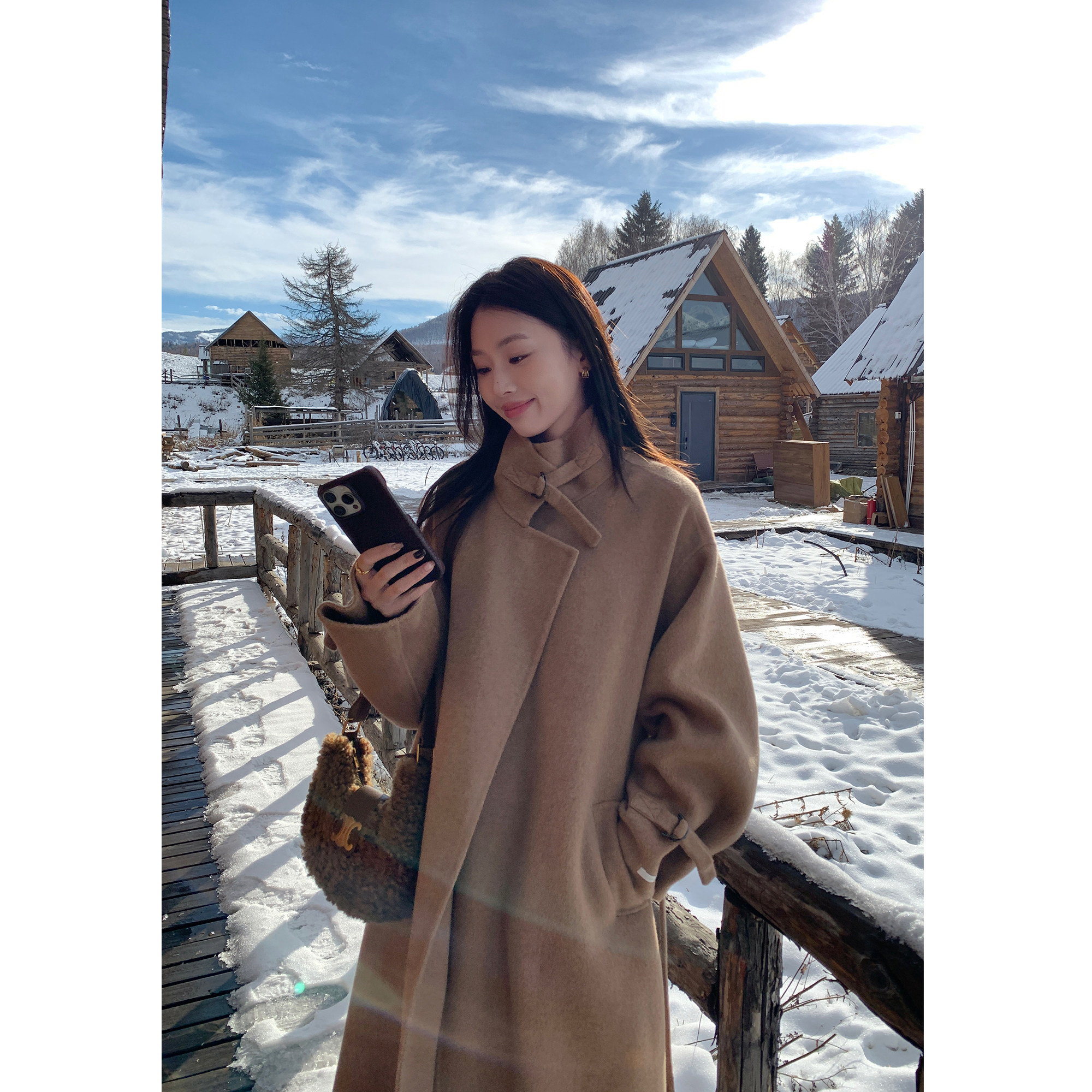 pusumede 风旅漫歌 100%羊毛双面呢大衣女宽松气质中长款毛呢外套,淘宝优惠券,粉丝福利购,淘宝优惠卷