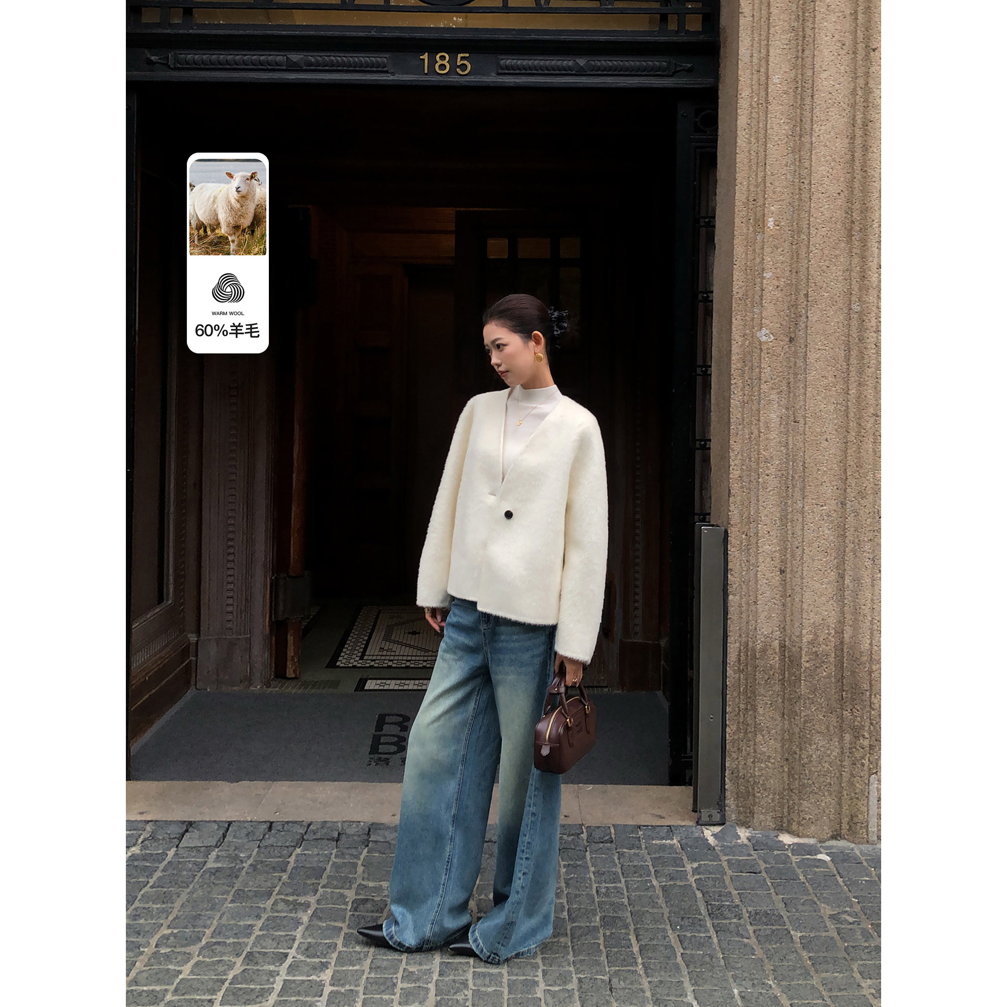 pusumede【现货7.5折】V领羊毛双面呢外套女气质保暖短款毛呢大衣,淘宝优惠券,粉丝福利购,淘宝优惠卷