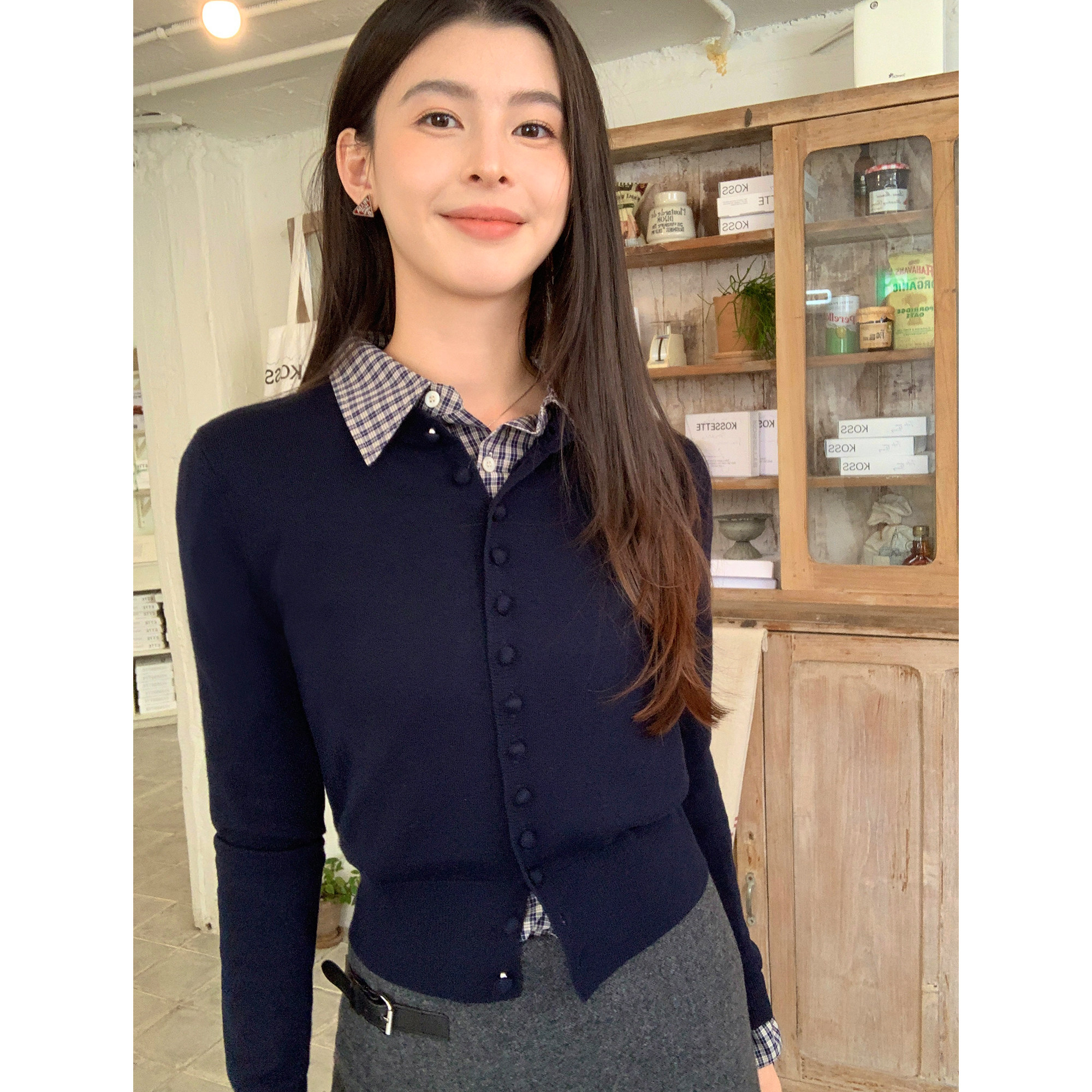 pusumede 日色微明 气质圆领针织开衫女宽松叠穿设计感长袖上衣,淘宝优惠券,粉丝福利购,淘宝优惠卷