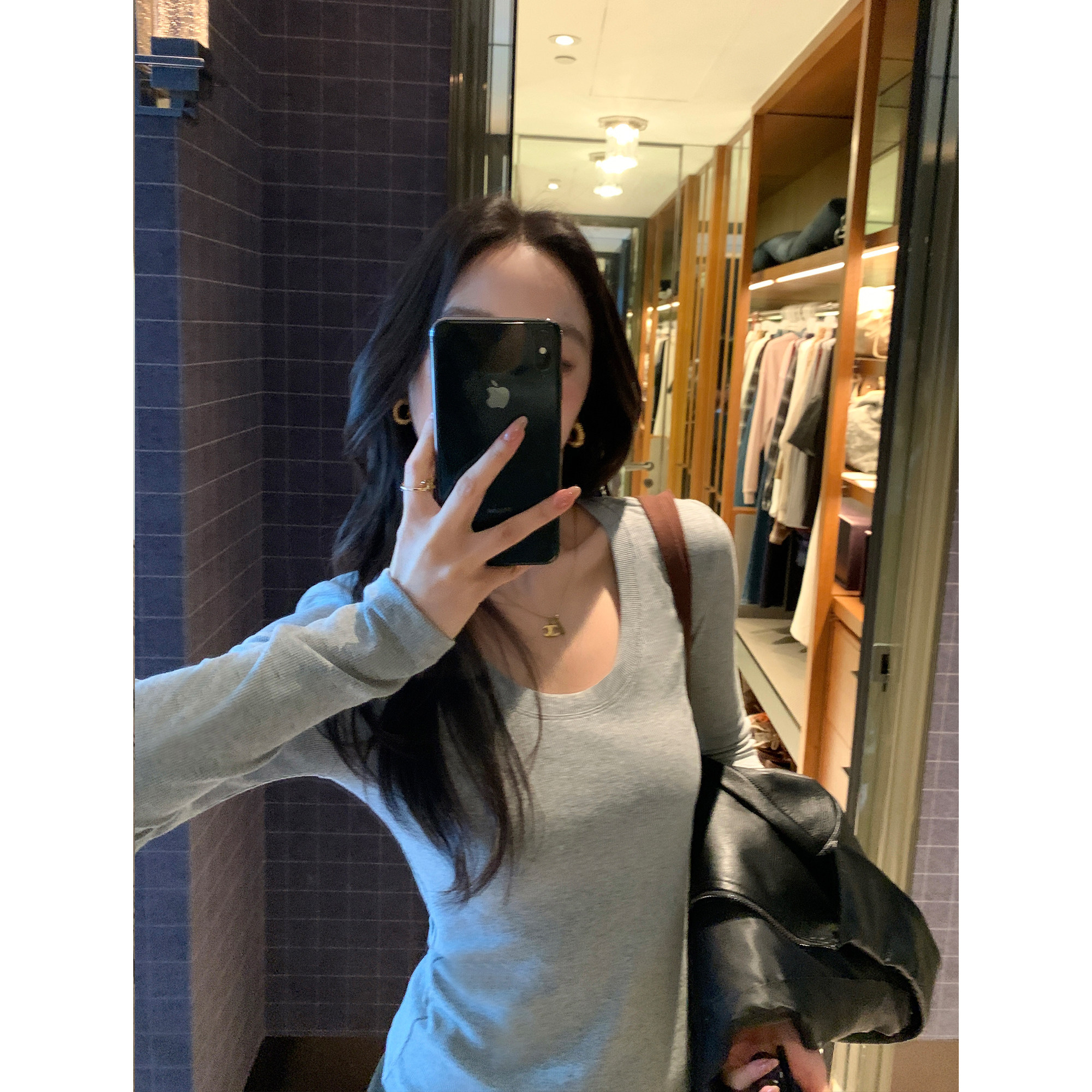 pusumede 5色可选 优雅u领长袖针织衫女修身内搭打底弹力t恤上衣,淘宝优惠券,粉丝福利购,淘宝优惠卷