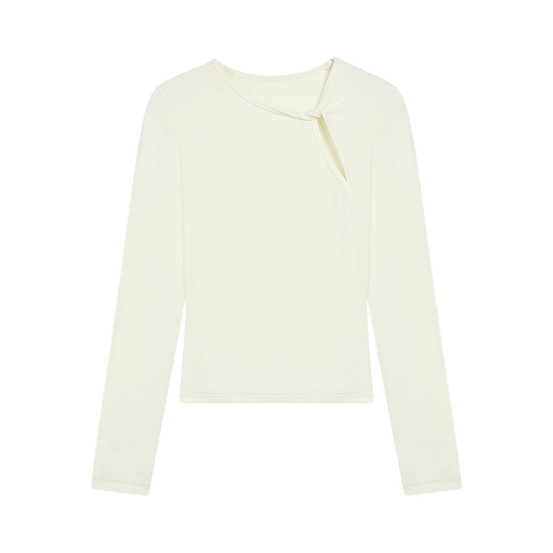 pusumede 别出心裁 镂空设计感长袖t恤女针织衫气质修身打底上衣,淘宝优惠券,粉丝福利购,淘宝优惠卷