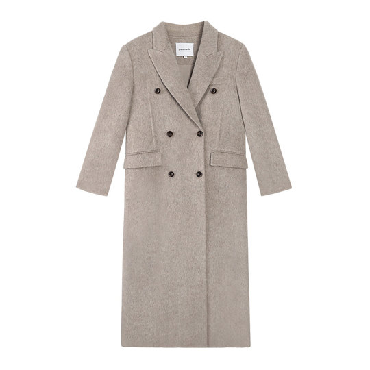 pusumede 重磅尖货 羊毛双面呢大衣女廓形中长款高级气质毛呢外套