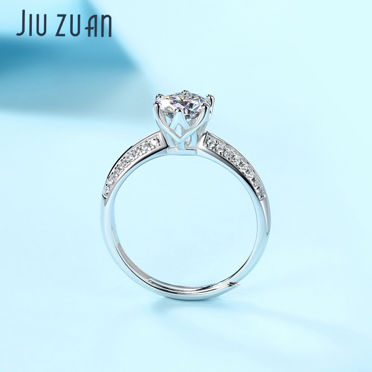 莫桑石女一克拉18k金定制纯银钻戒 JIUZUAN戒指/指环