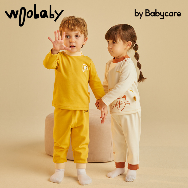 woobaby德绒保暖套装加绒宝宝内衣 woobaby内衣套装