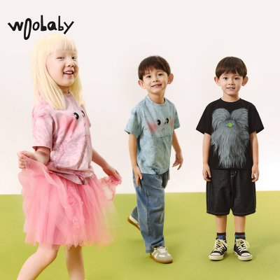 三喜同款woobaby男女童毛怪短袖T