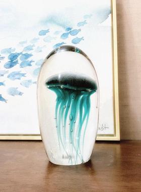 玻璃北欧地中海软装家居大摆件轻奢家饰创意结婚礼物水晶夜光水母