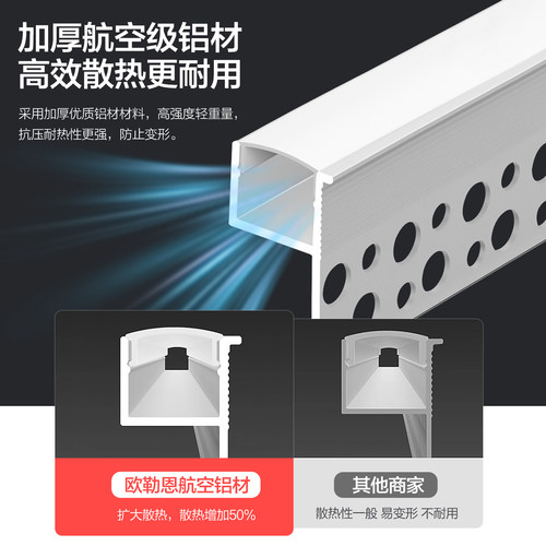 双眼皮向上发光灯槽线型灯客厅吊顶灯带铝卡槽线形灯单边线性灯条 - 图1