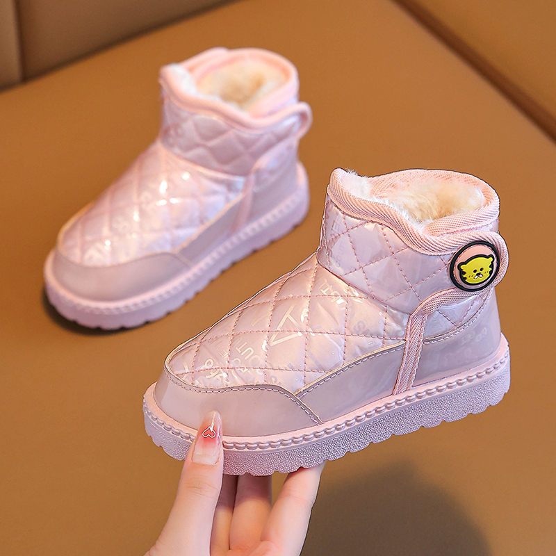儿童雪地靴2024冬季新款儿童棉鞋男童短靴防水防滑加厚女孩棉靴子