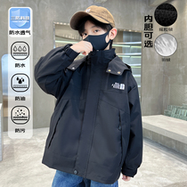 Children Jacket Outdoor Three-in-one Submachine Clothes Detachable Down liner CUHK Waterproof Warm Autumn Winter Clothes