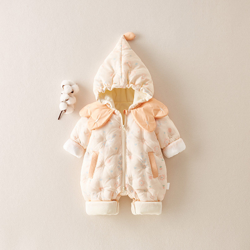 女宝宝加厚连体衣百天婴儿衣服棉服 萌芽猫童装店连身衣/爬服/哈衣