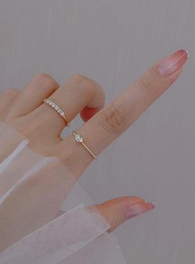 爱心排钻戒指套装女轻奢小众设计时尚个性发芽指环网红百搭食定制