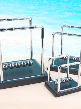 方形不锈钢牛顿摆件工艺品撞球碰碰球塑料底座金属混沌摆件定制