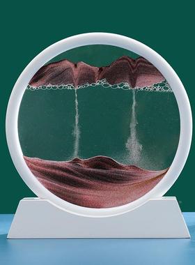 直销白框实木流沙画客厅摆件 创意礼品3d立体沙漏画装饰礼物定制