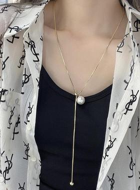 义乌直销个性创意小众项链抽拉式调节时尚大气毛衣链长款饰品定制