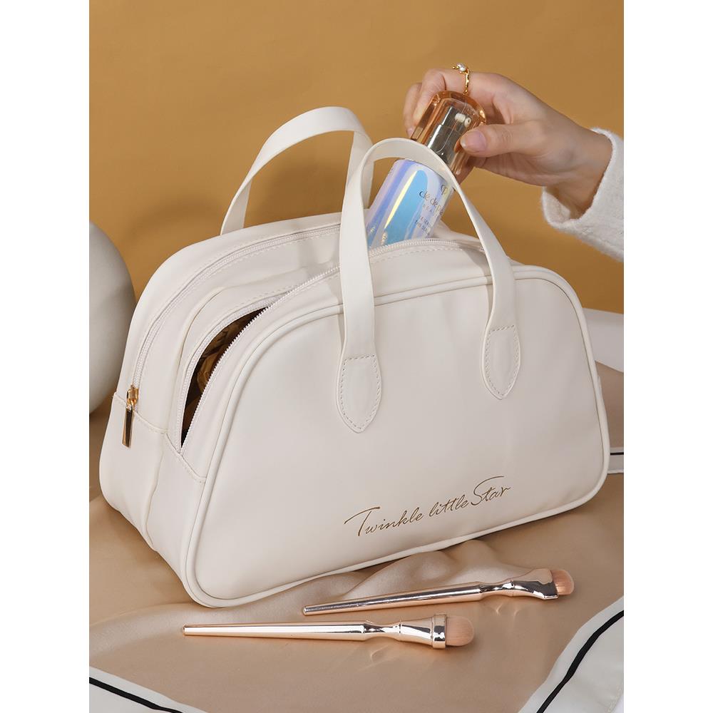 pu双层化妆包大容量高级感一个起批tagi化妆袋洗漱包高级感小众定