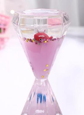 创意两头菱形海豚漂浮油滴创意办公亚克力桌面减压液体沙漏摆件定