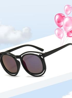 现货新款儿童米钉眼镜 时尚孩童椭圆形框墨镜 太阳镜定制