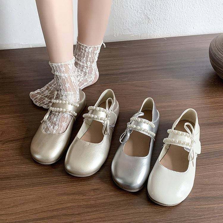 三色珍珠圆头平底玛丽珍鞋2026新款魔术贴单鞋法式软底休闲单鞋定,淘宝优惠券,粉丝福利购,淘宝优惠卷
