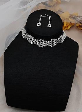 直供新款欧美流行项链镶钻满钻花型闪亮颈链束颈原素项饰定制