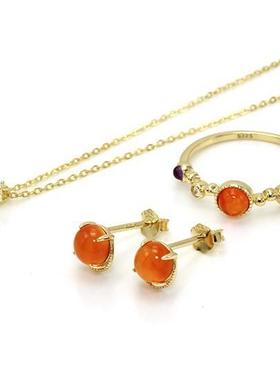 日式风 23年新品系天然橘黄玛瑙 圆鼓鼓琥珀 温暖光芒项链 锁定制