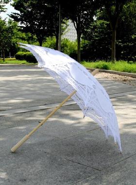 工艺蕾丝花边伞 机绣直杆伞 棉布钩花吊装装饰旅游婚庆摄影道具伞