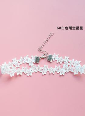 简约项链女白色超仙女气质颈带饰品花卉蕾丝项圈颈链choker锁定制