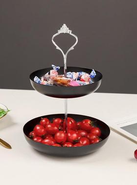 欧式风家居创意铁艺双层首饰收纳架托盘女孩卧室桌面摆件定制