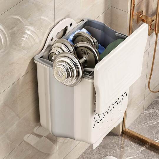 Foldable large-size dirty laundry basket plastic wall-mounted dirty laundry basket home bathroom storage basket bathroom gap laundry basket