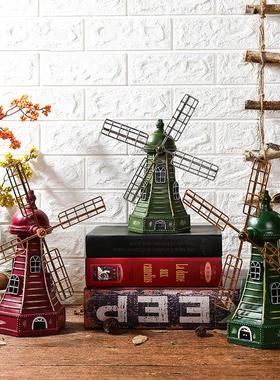北欧创意复古怀旧荷兰风车小摆件美式家居客厅酒柜卧室装饰品摆设