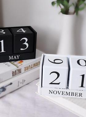 北欧简约创意日历客厅摆件家居装饰万年历摆设服装店道具摆饰品定