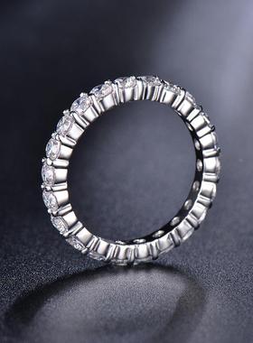 经典排戒指铜镀白金色戒指女满钻微镶钻指环关节手饰品 ins定制