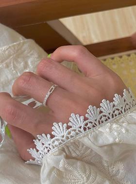 韩国东大门抽拉软链条银戒指ins小众设计时尚轻奢可调节食指定制