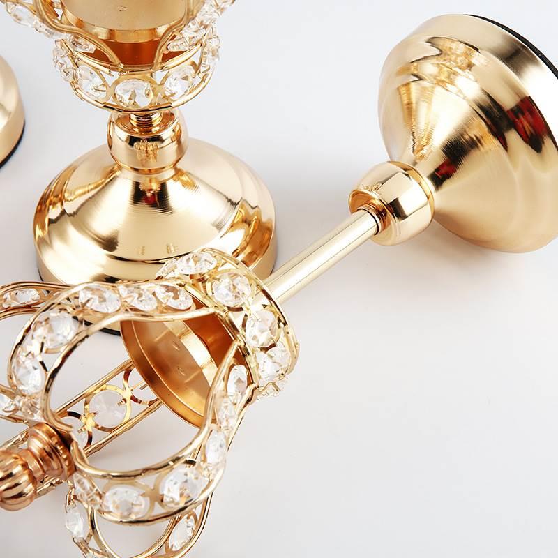 欧式皇冠水晶烛台婚庆道具家居金属摆件浪漫烛光晚餐气氛布置