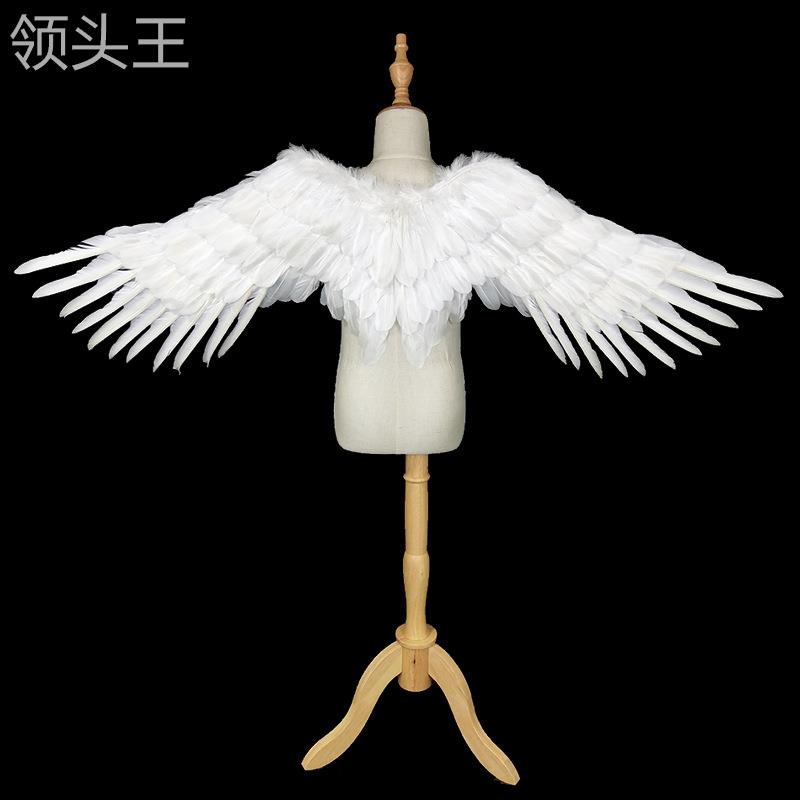 天使翅膀白色羽毛飞燕型翅膀成人儿童表演万圣节道具新娘花童装扮